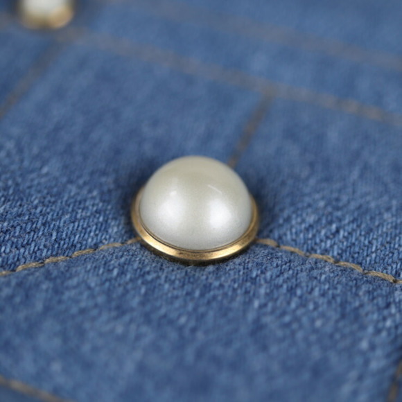 GUCCI GG Marmont Backpack Daypack 476671 Denim Leather Blue Quilted Fake Pearl - Picture 7 of 9